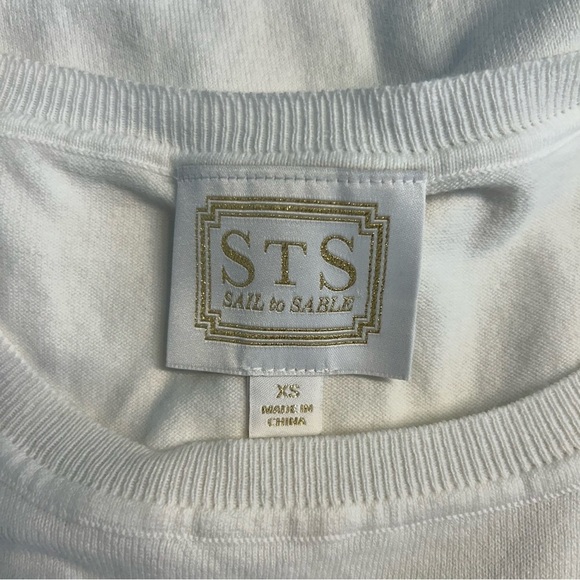 Sail To Sable White Sleeveless Sweater with Fringe Trim, Size XS - Picture 6 of 7